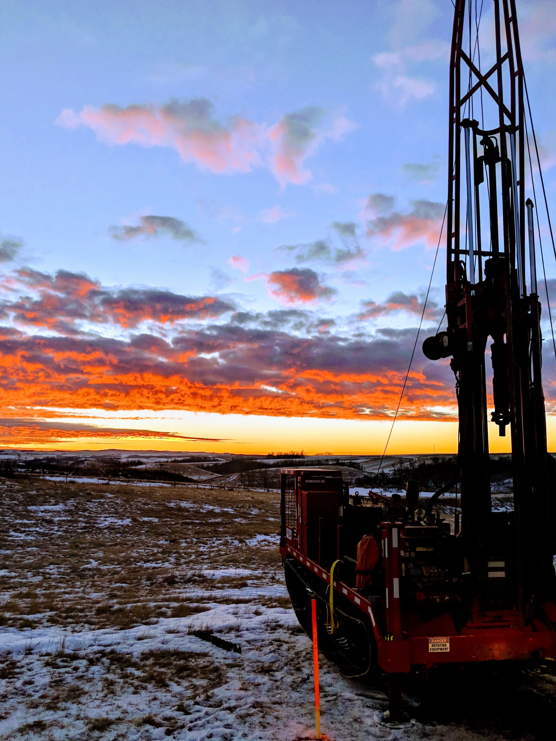 Drill with sunset