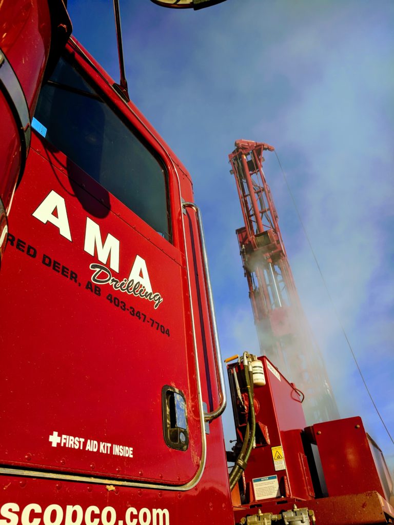 AMA Drilling truck with logo