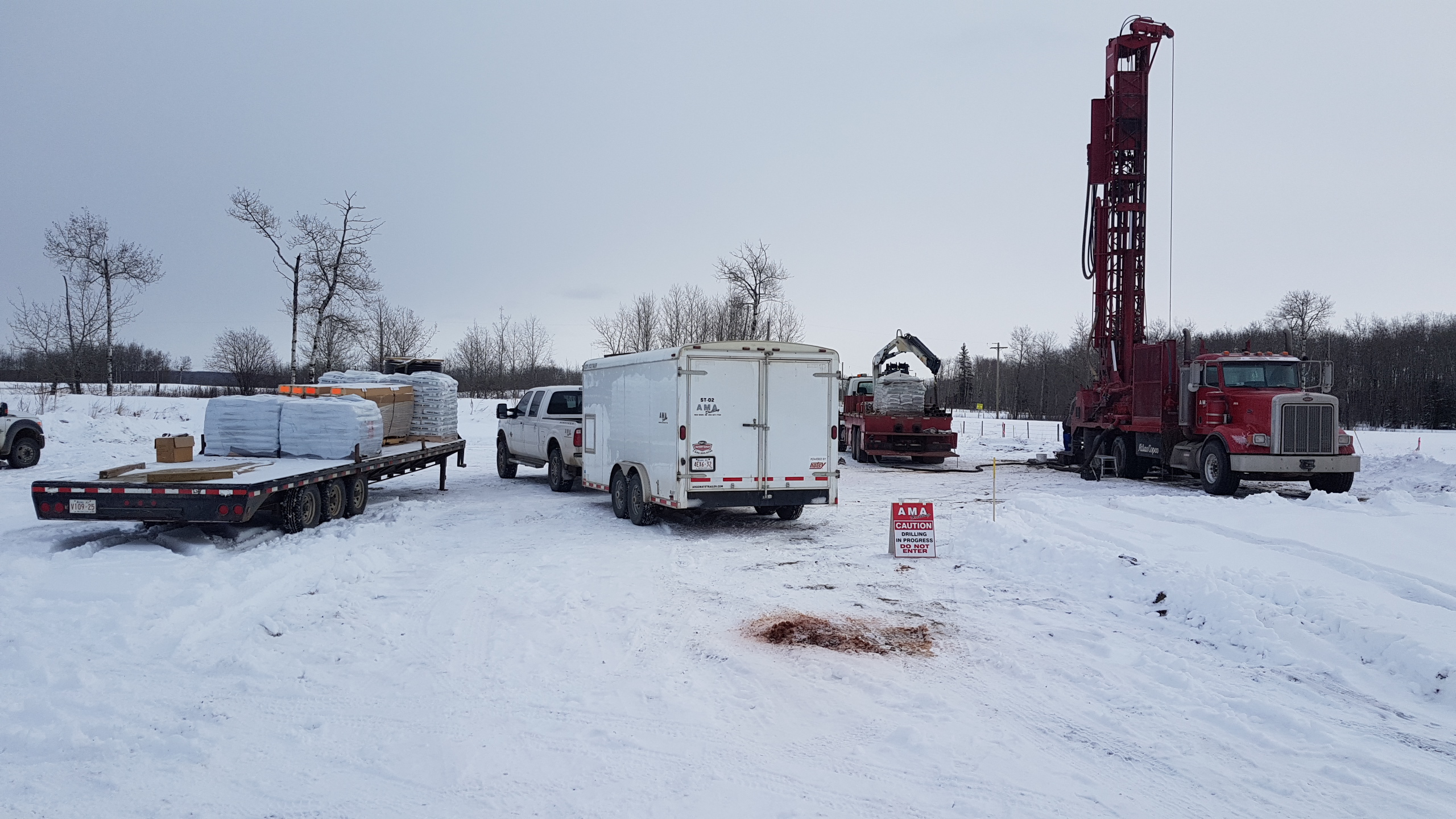 Multiple trailers in snow