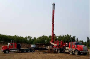 Two drilling trucks scenic view