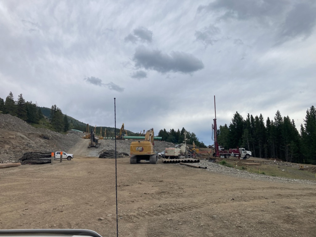 Work site with excavator