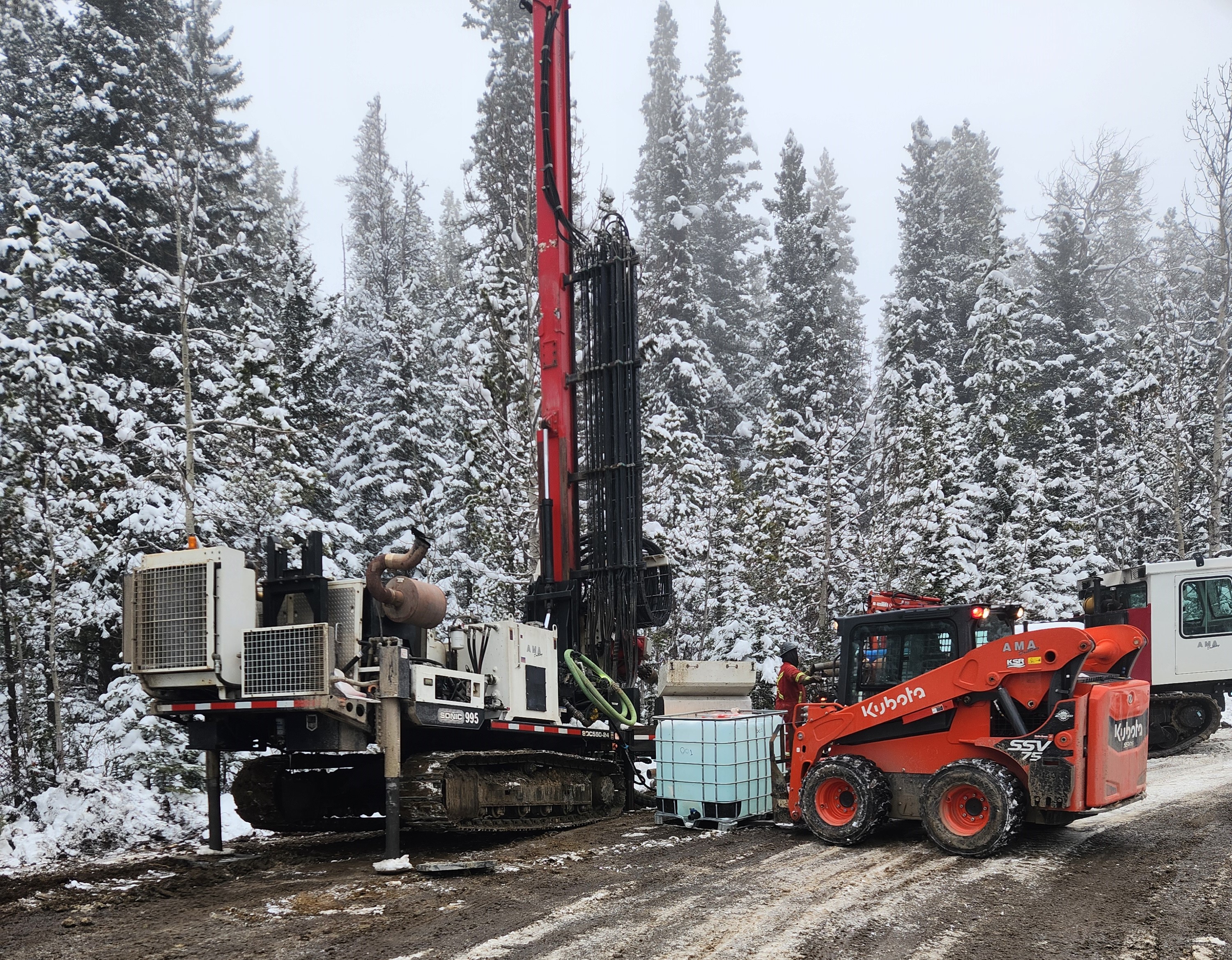Sonic drilling with skidsteer